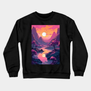 Sunset - otherworldly planet Anime Style Crewneck Sweatshirt